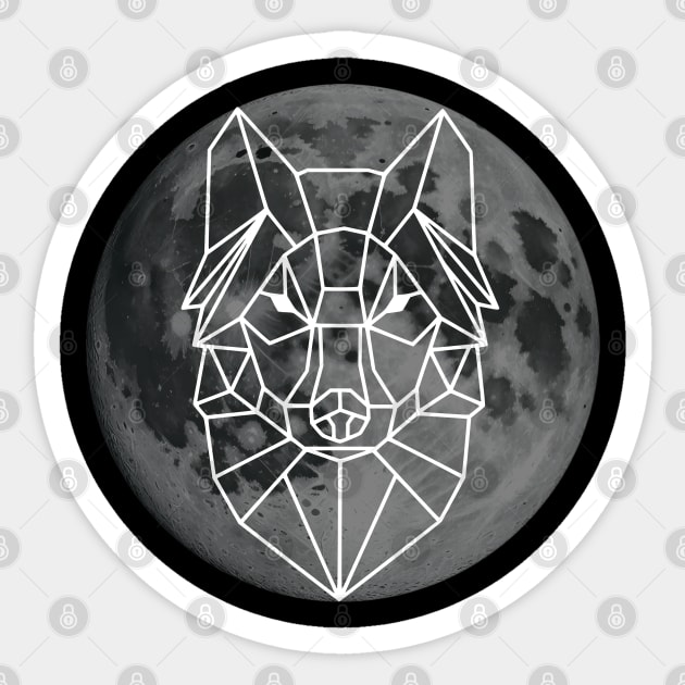 Wolf Full Moon Sticker by Cosmic Dust Art